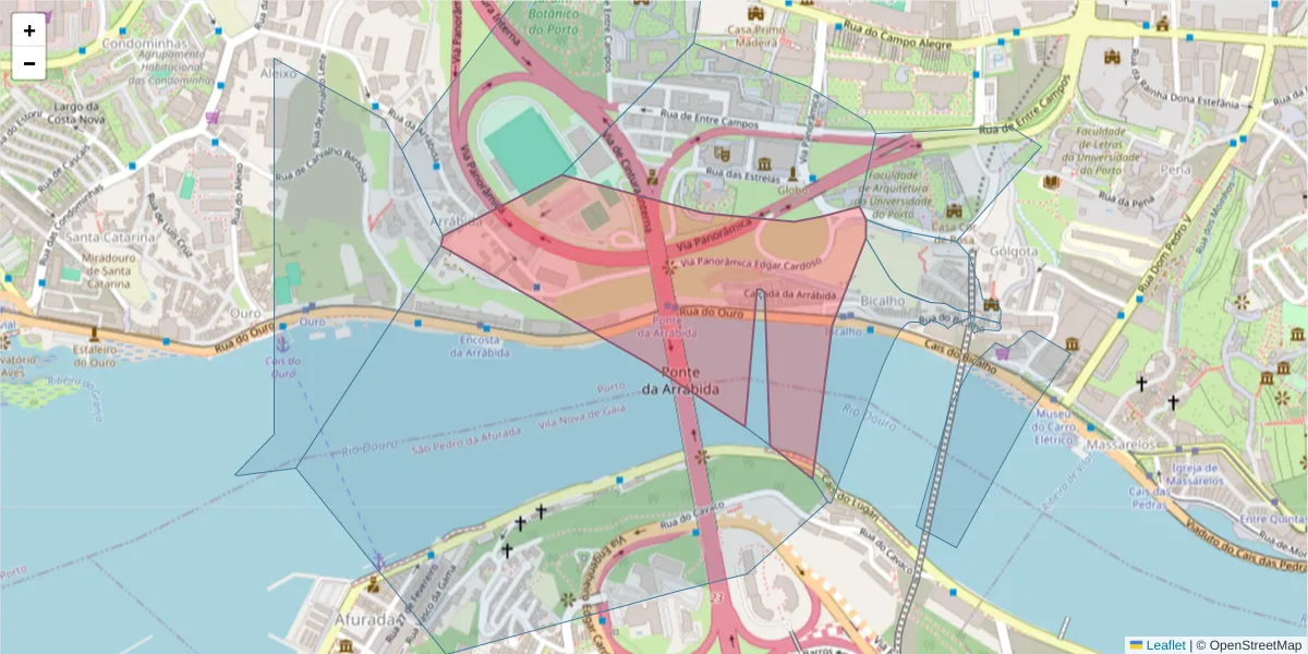 Mapa detalhado do código postal 4150-106 com limites, códigos postais vizinhos e agências dos correios