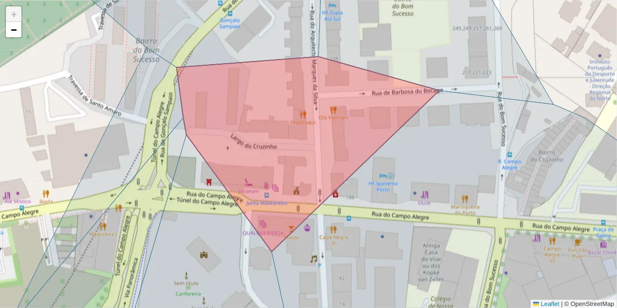 Mapa detalhado do código postal 4150-169 com limites, códigos postais vizinhos e agências dos correios