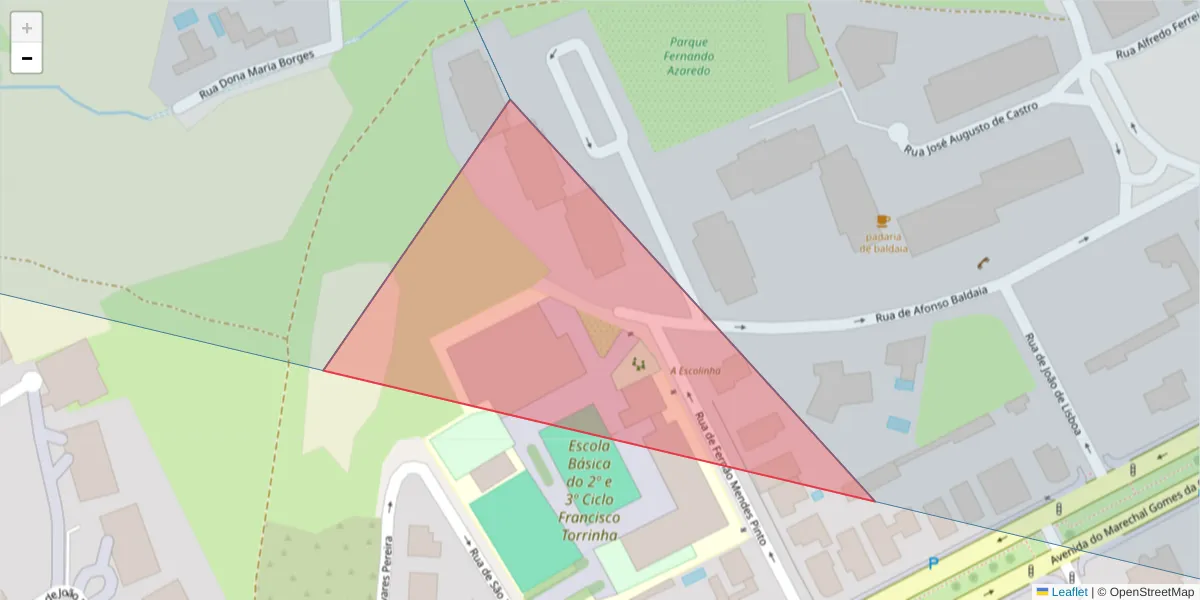 Mapa detalhado do código postal 4150-201 com limites, códigos postais vizinhos e agências dos correios