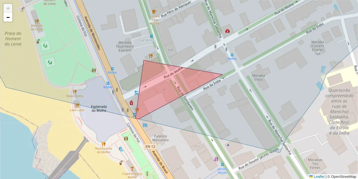 Mapa detalhado do código postal 4150-498 com limites, códigos postais vizinhos e agências dos correios