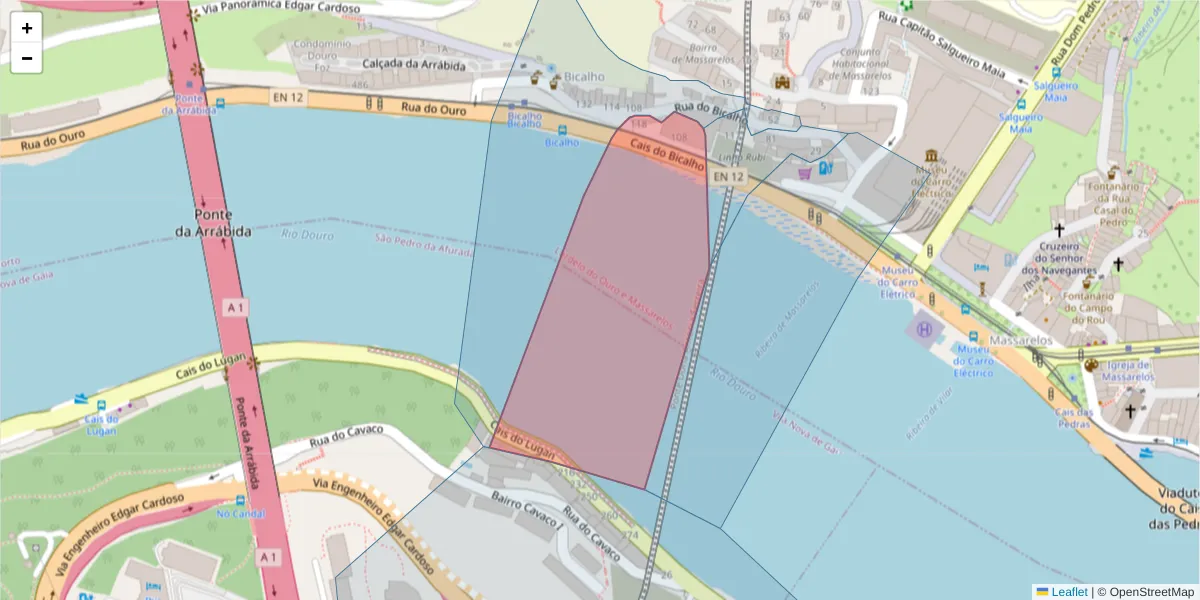 Mapa detalhado do código postal 4150-552 com limites, códigos postais vizinhos e agências dos correios