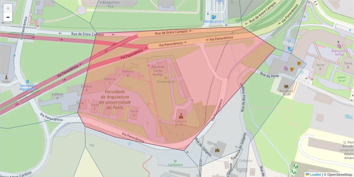 Mapa detalhado do código postal 4150-564 com limites, códigos postais vizinhos e agências dos correios
