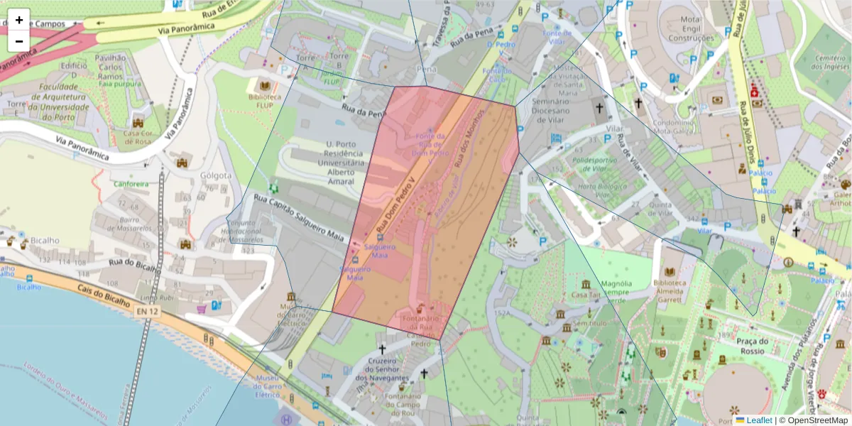 Mapa detalhado do código postal 4150-603 com limites, códigos postais vizinhos e agências dos correios