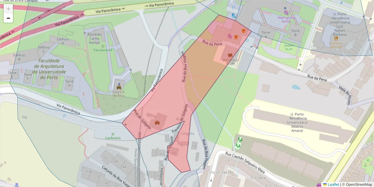 Mapa detalhado do código postal 4150-756 com limites, códigos postais vizinhos e agências dos correios