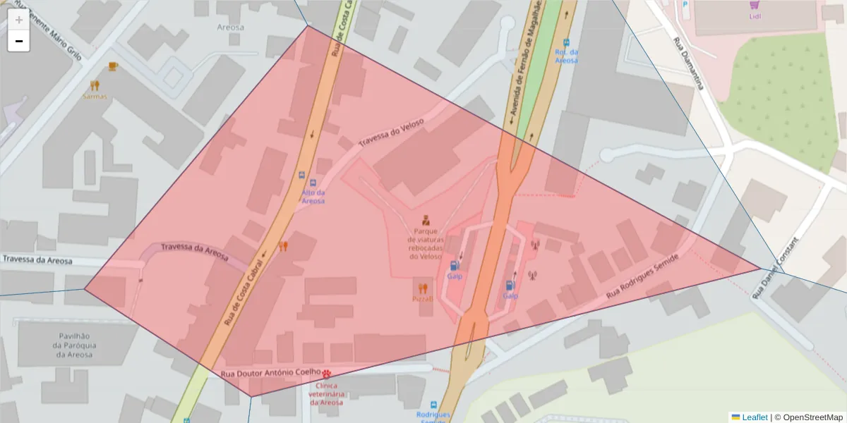 Mapa detalhado do código postal 4200-219 com limites, códigos postais vizinhos e agências dos correios