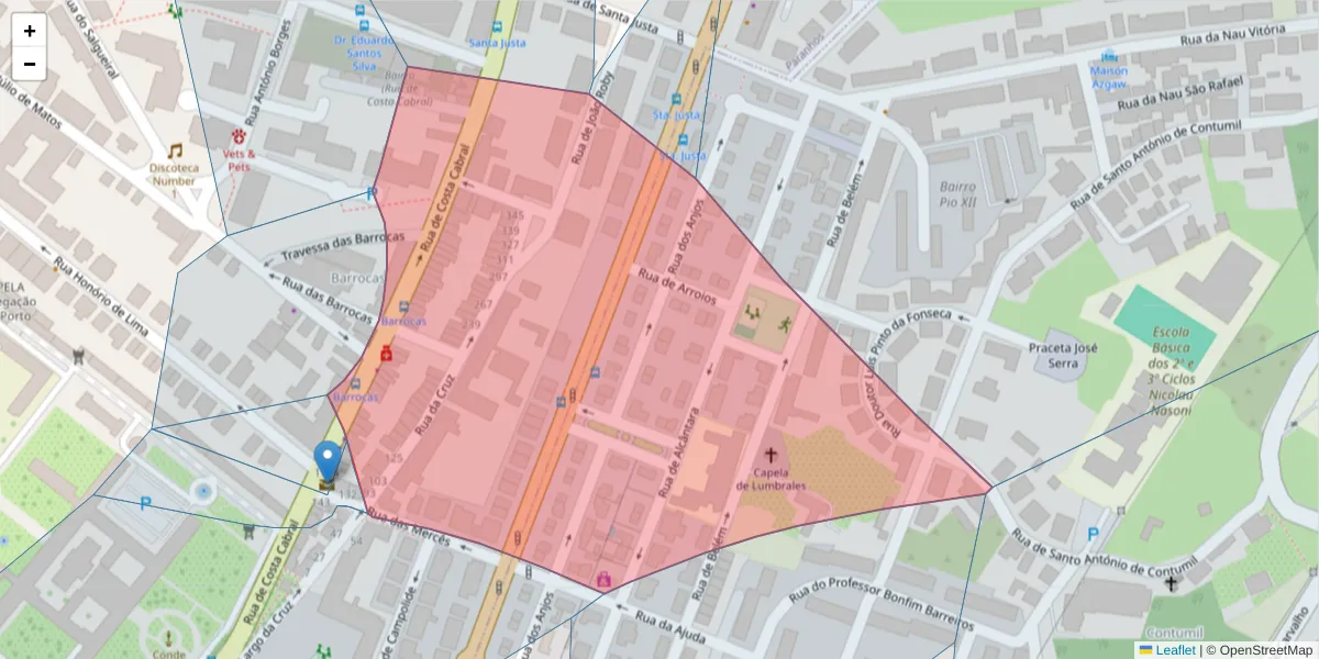 Mapa detalhado do código postal 4200-248 com limites, códigos postais vizinhos e agências dos correios