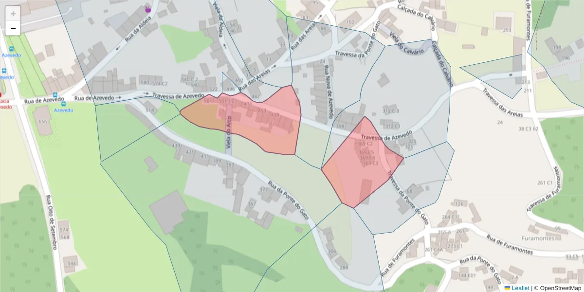 Mapa detalhado do código postal 4300-055 com limites, códigos postais vizinhos e agências dos correios