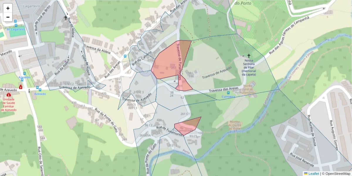 Mapa detalhado do código postal 4300-231 com limites, códigos postais vizinhos e agências dos correios