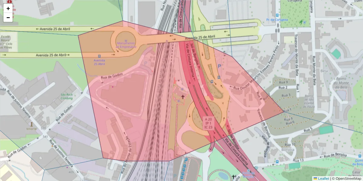 Mapa detalhado do código postal 4300-239 com limites, códigos postais vizinhos e agências dos correios