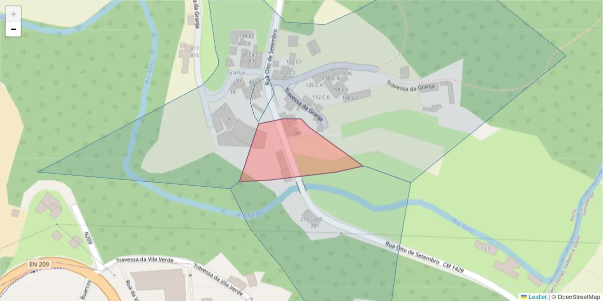 Mapa detalhado do código postal 4300-376 com limites, códigos postais vizinhos e agências dos correios