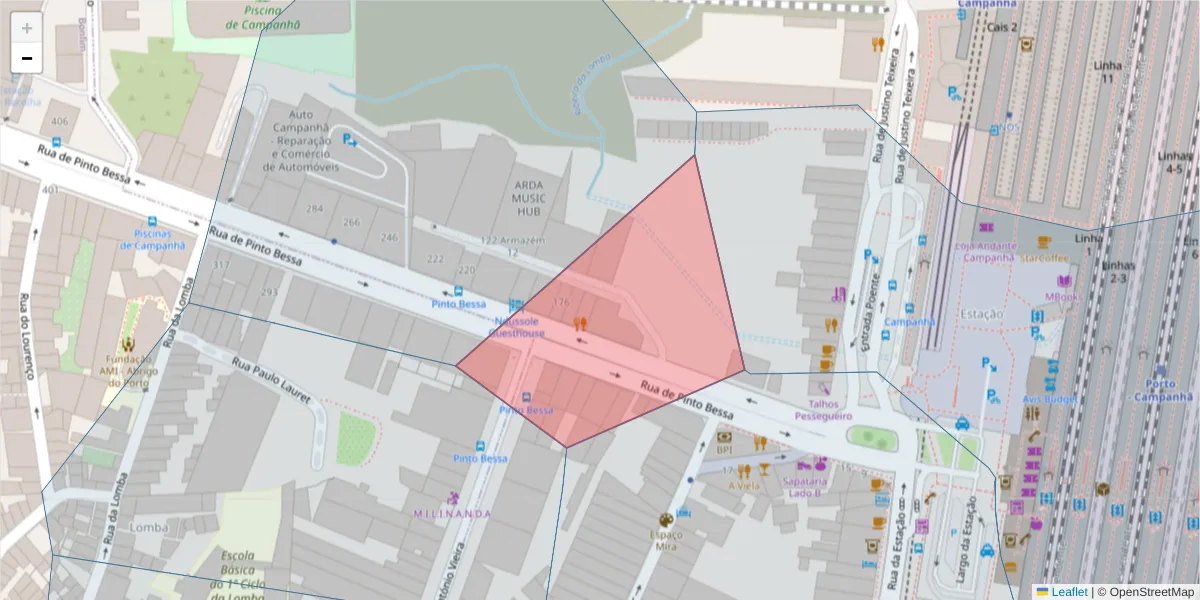 Mapa detalhado do código postal 4300-430 com limites, códigos postais vizinhos e agências dos correios