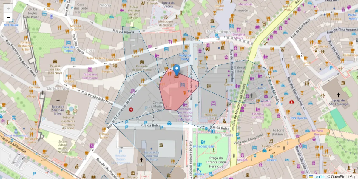 Mapa detalhado do código postal 4350-062 com limites, códigos postais vizinhos e agências dos correios