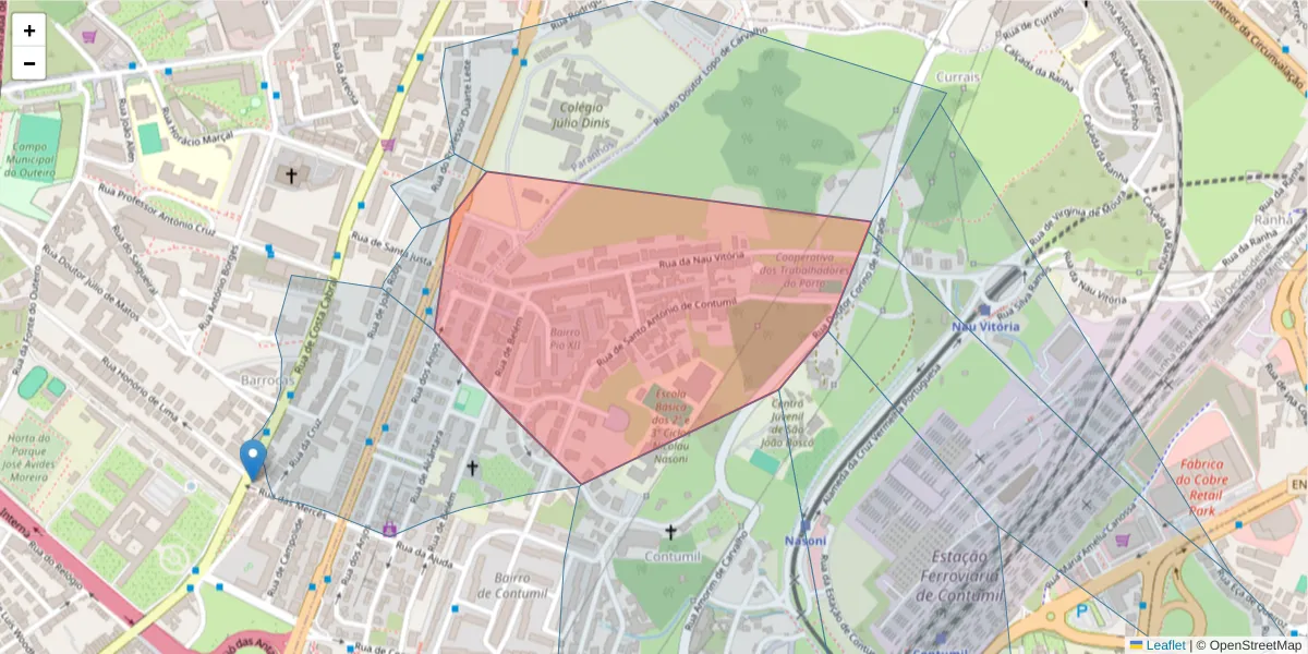Mapa detalhado do código postal 4350-162 com limites, códigos postais vizinhos e agências dos correios