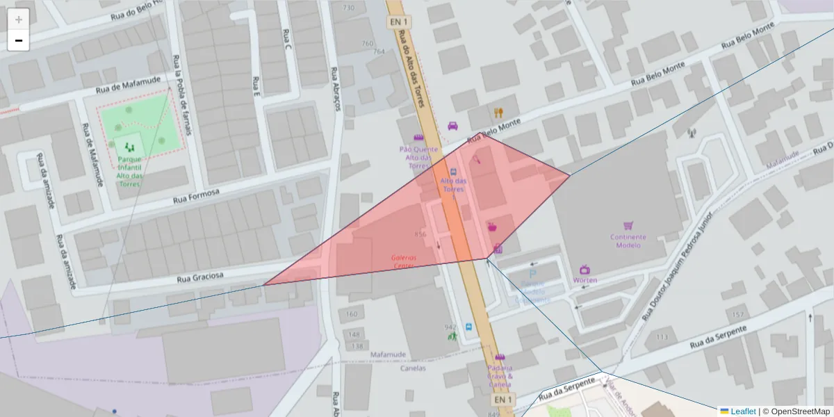 Mapa detalhado do código postal 4400-385 com limites, códigos postais vizinhos e agências dos correios