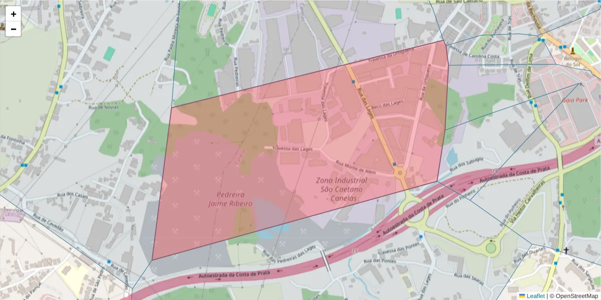 Mapa detalhado do código postal 4410-292 com limites, códigos postais vizinhos e agências dos correios