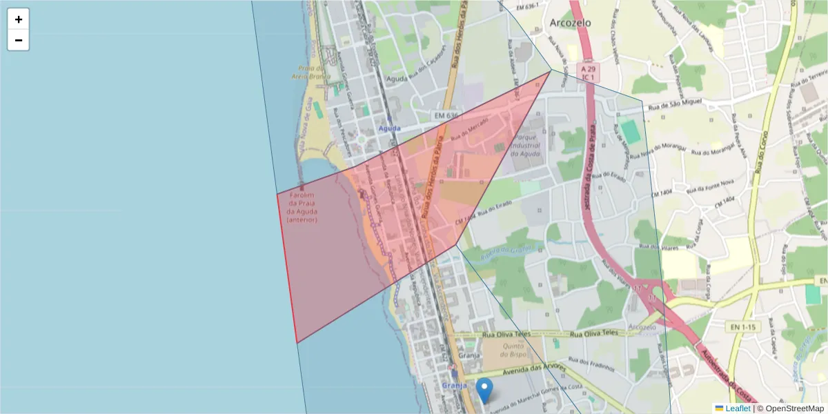 Mapa detalhado do código postal 4410-475 com limites, códigos postais vizinhos e agências dos correios