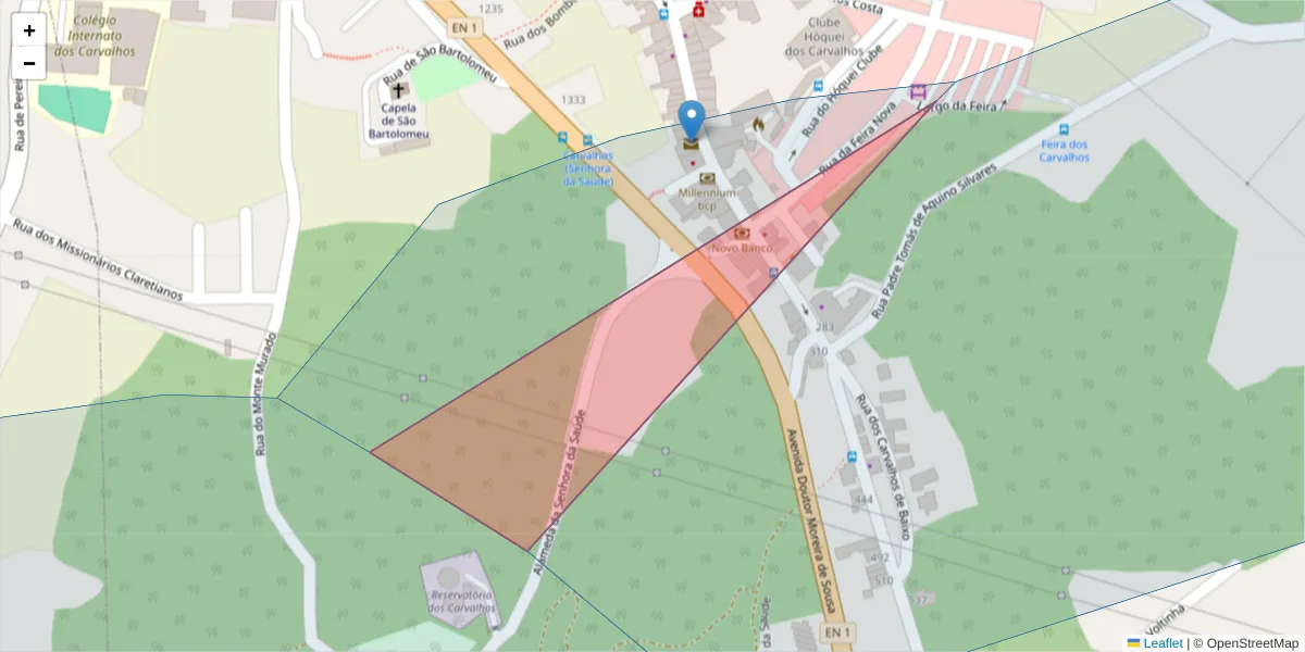 Mapa detalhado do código postal 4415-377 com limites, códigos postais vizinhos e agências dos correios