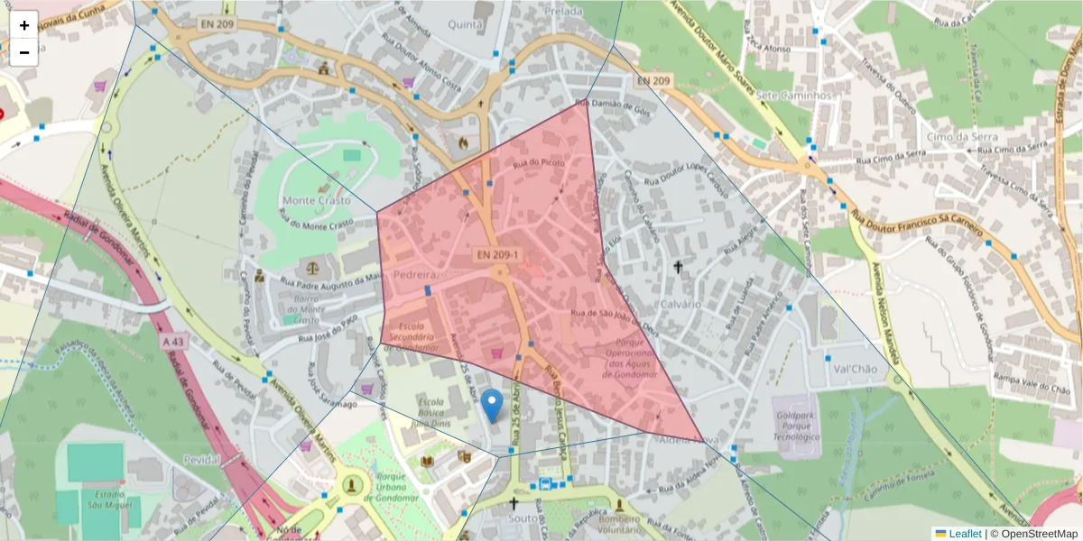 Mapa detalhado do código postal 4420-356 com limites, códigos postais vizinhos e agências dos correios