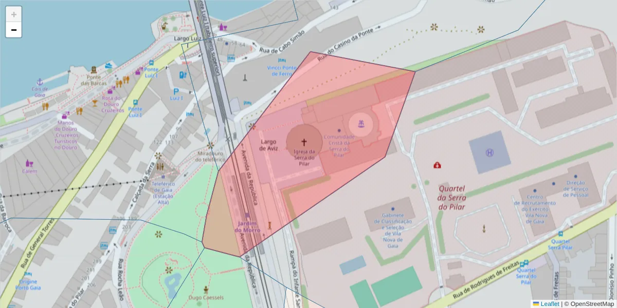 Mapa detalhado do código postal 4430-329 com limites, códigos postais vizinhos e agências dos correios