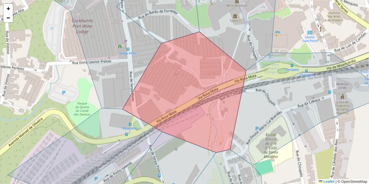 Mapa detalhado do código postal 4431-901 com limites, códigos postais vizinhos e agências dos correios