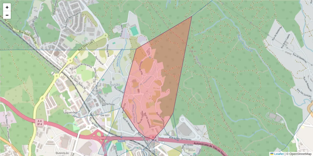 Mapa detalhado do código postal 4440-572 com limites, códigos postais vizinhos e agências dos correios
