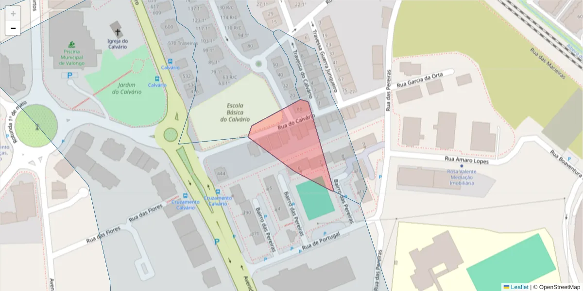 Mapa detalhado do código postal 4440-606 com limites, códigos postais vizinhos e agências dos correios