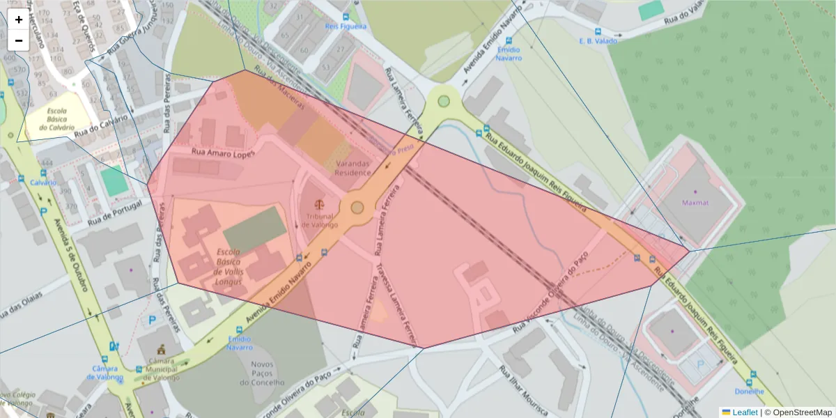 Mapa detalhado do código postal 4440-766 com limites, códigos postais vizinhos e agências dos correios