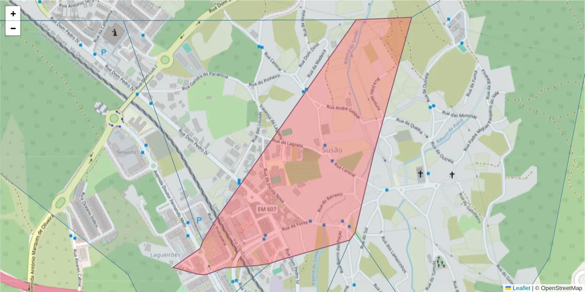 Mapa detalhado do código postal 4440-785 com limites, códigos postais vizinhos e agências dos correios