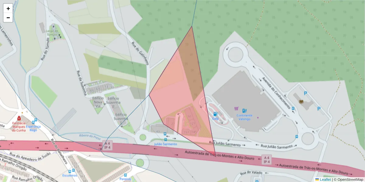 Mapa detalhado do código postal 4440-838 com limites, códigos postais vizinhos e agências dos correios