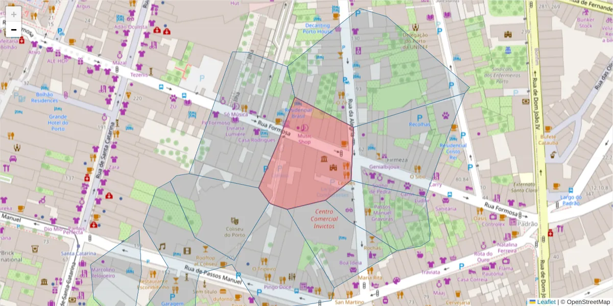 Mapa detalhado do código postal 4445-168 com limites, códigos postais vizinhos e agências dos correios