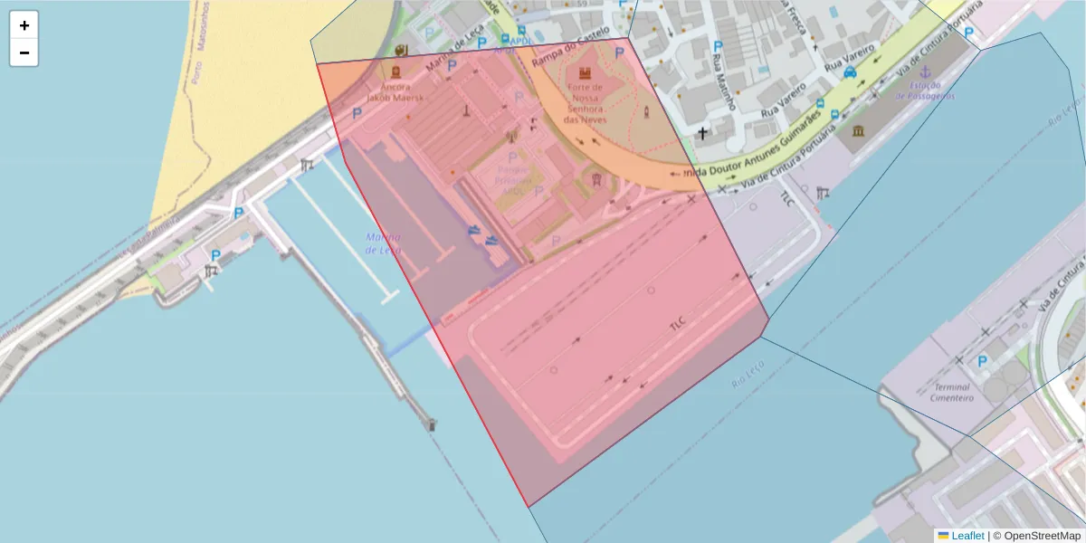 Mapa detalhado do código postal 4450-631 com limites, códigos postais vizinhos e agências dos correios