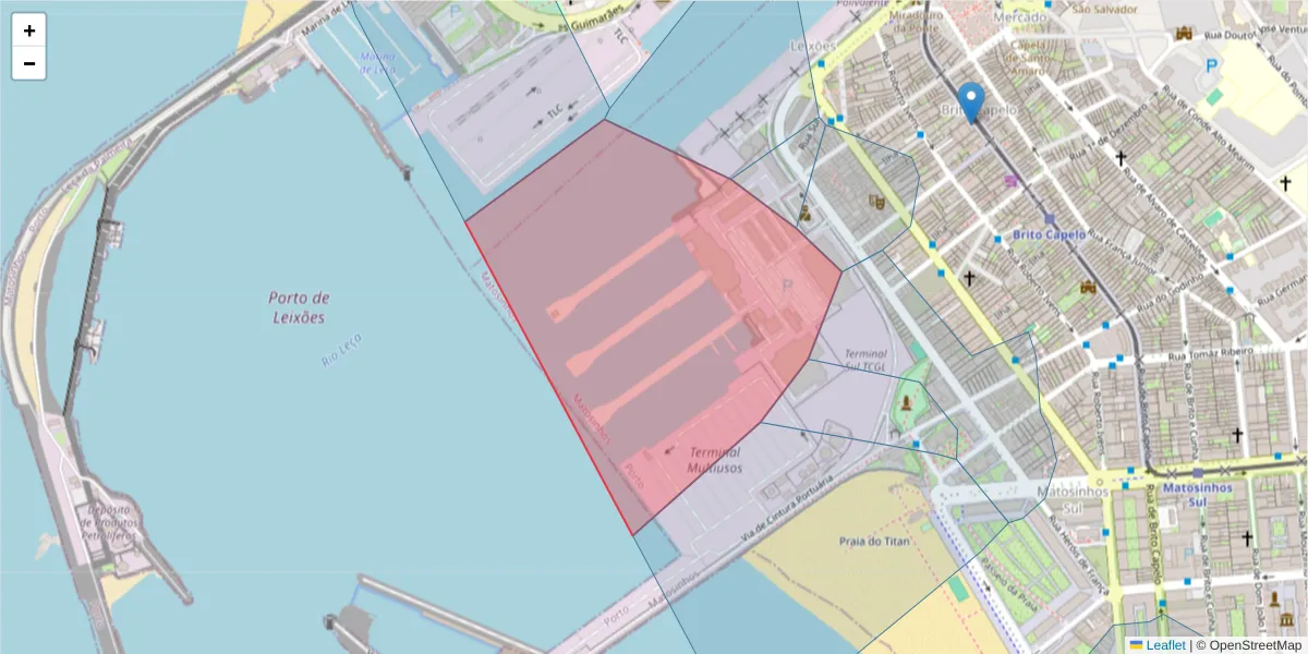 Mapa detalhado do código postal 4451-901 com limites, códigos postais vizinhos e agências dos correios
