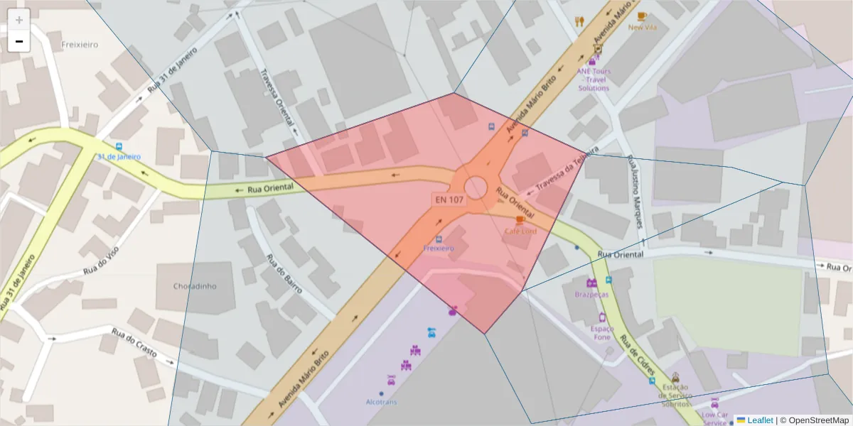 Mapa detalhado do código postal 4455-592 com limites, códigos postais vizinhos e agências dos correios