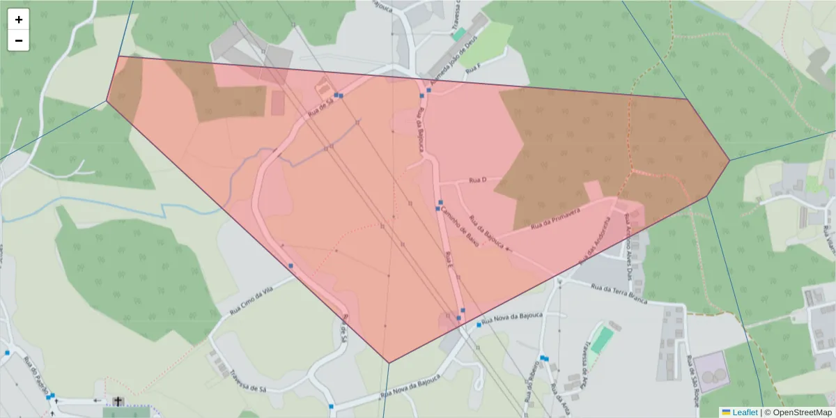 Mapa detalhado do código postal 4475-114 com limites, códigos postais vizinhos e agências dos correios