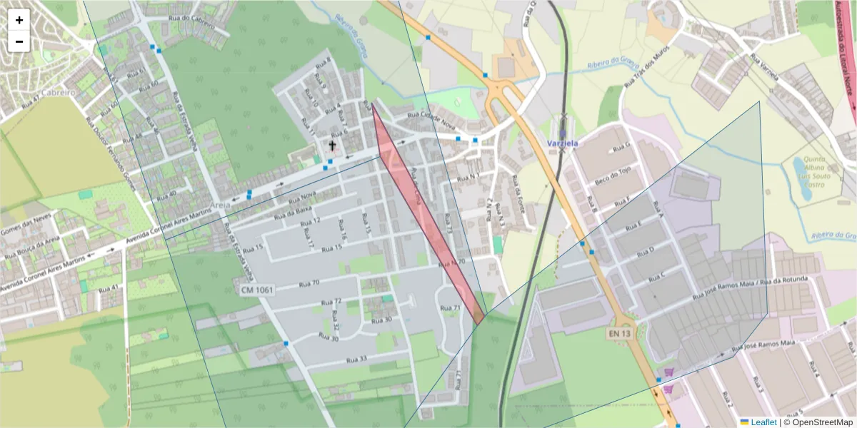 Mapa detalhado do código postal 4480-137 com limites, códigos postais vizinhos e agências dos correios
