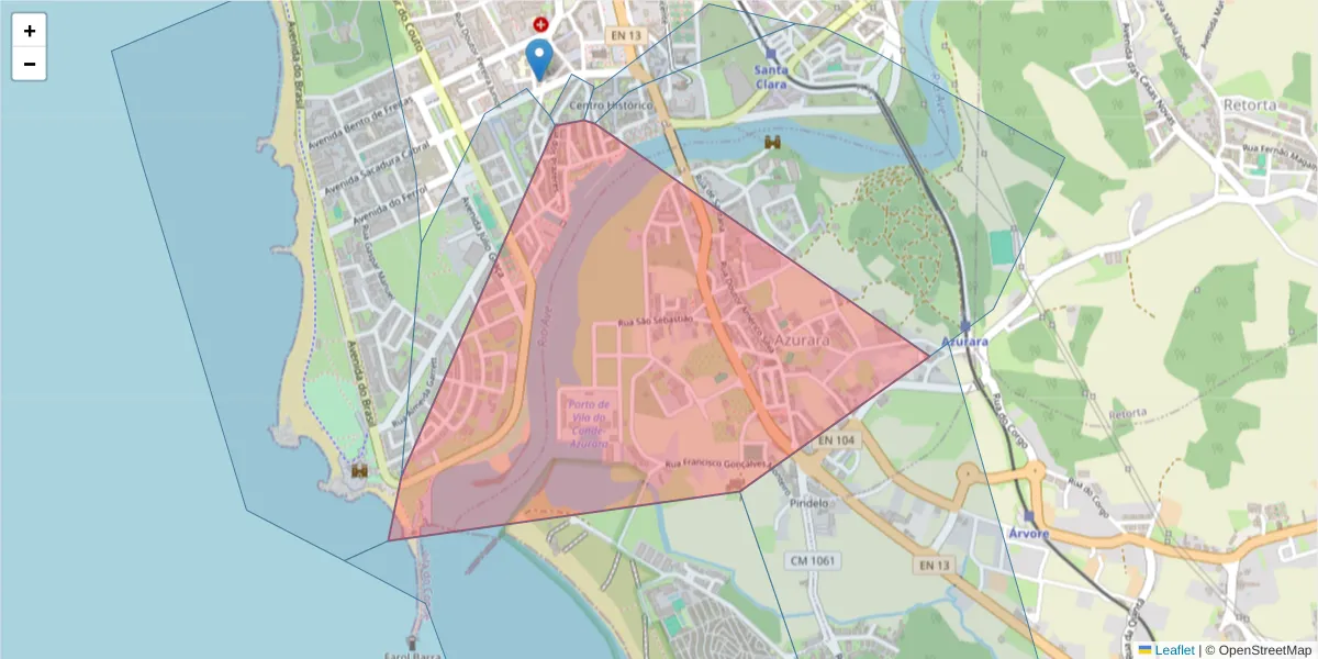 Mapa detalhado do código postal 4480-789 Vila do Conde com limites, códigos postais vizinhos e agências dos correios