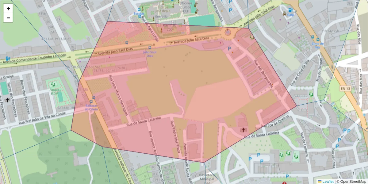 Mapa detalhado do código postal 4480-794 Vila do Conde com limites, códigos postais vizinhos e agências dos correios