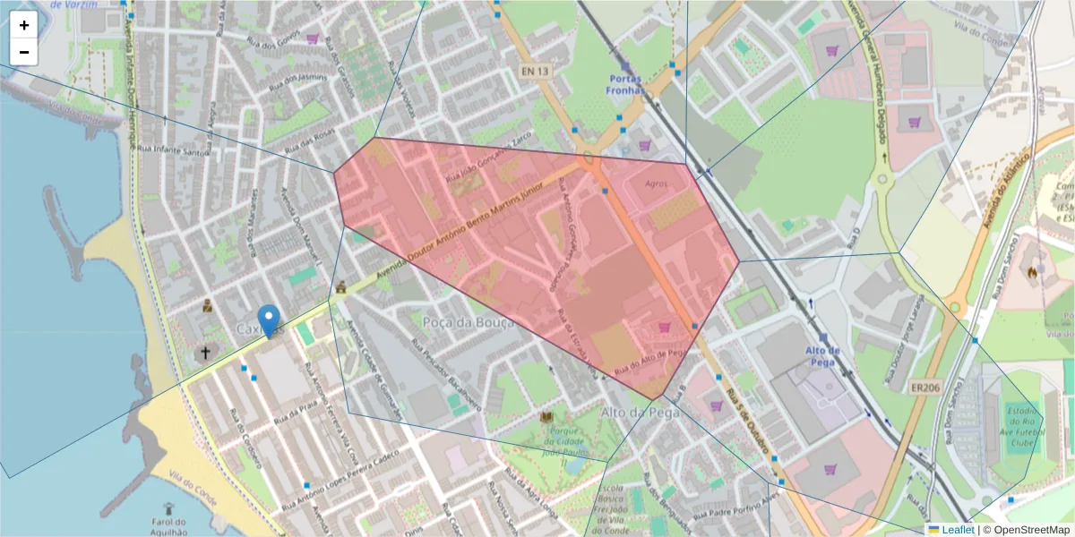 Mapa detalhado do código postal 4480-888 com limites, códigos postais vizinhos e agências dos correios