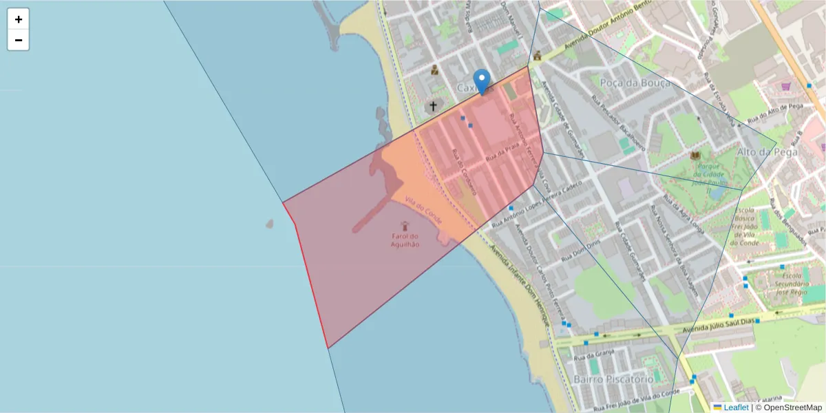 Mapa detalhado do código postal 4480-942 com limites, códigos postais vizinhos e agências dos correios