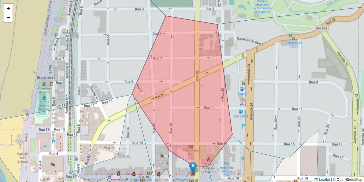 Mapa detalhado do código postal 4500-817 com limites, códigos postais vizinhos e agências dos correios