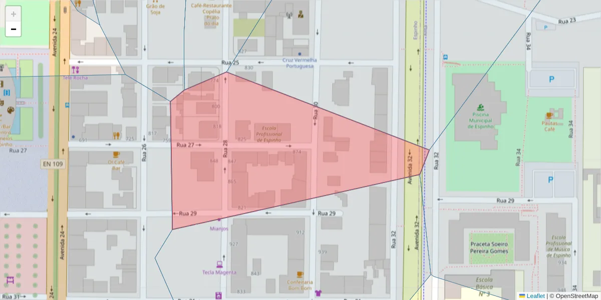 Mapa detalhado do código postal 4501-912 com limites, códigos postais vizinhos e agências dos correios