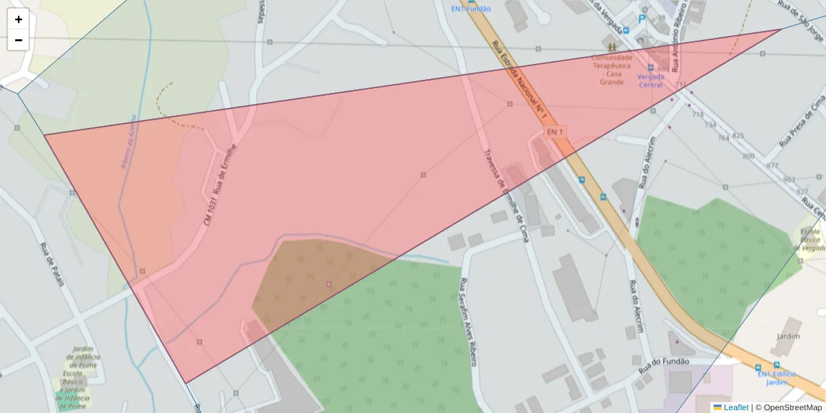 Mapa detalhado do código postal 4505-021 com limites, códigos postais vizinhos e agências dos correios
