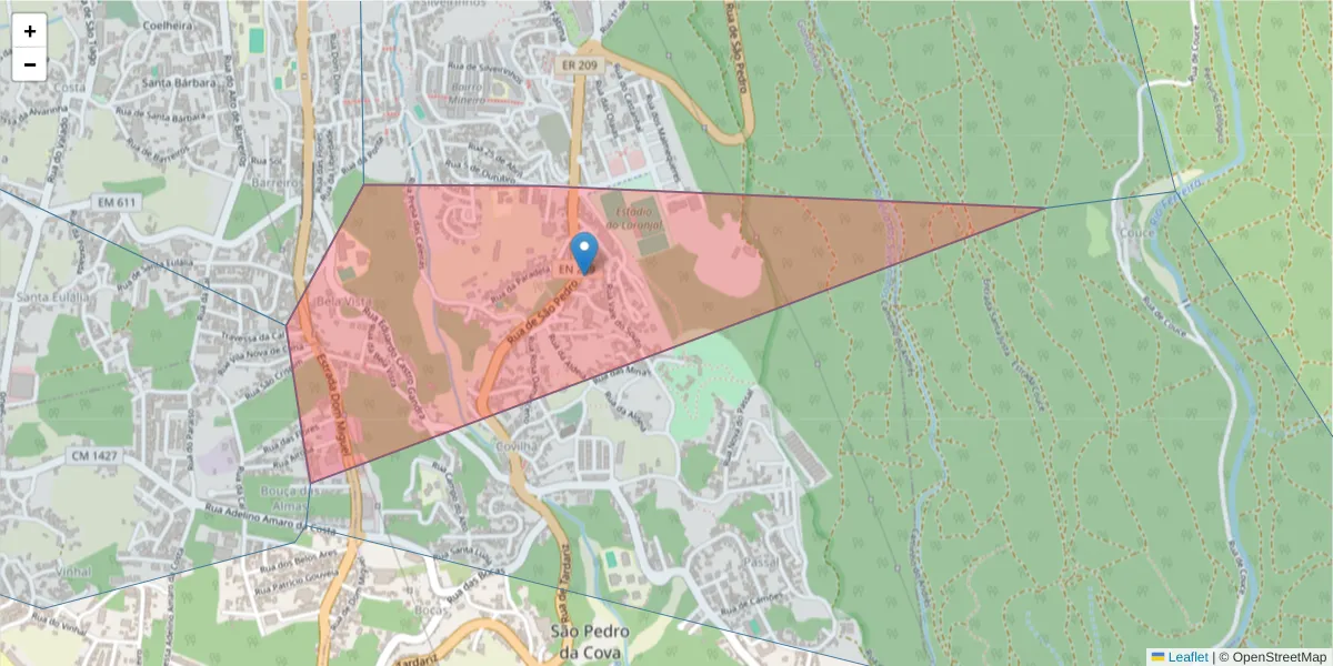 Mapa detalhado do código postal 4510-421 com limites, códigos postais vizinhos e agências dos correios