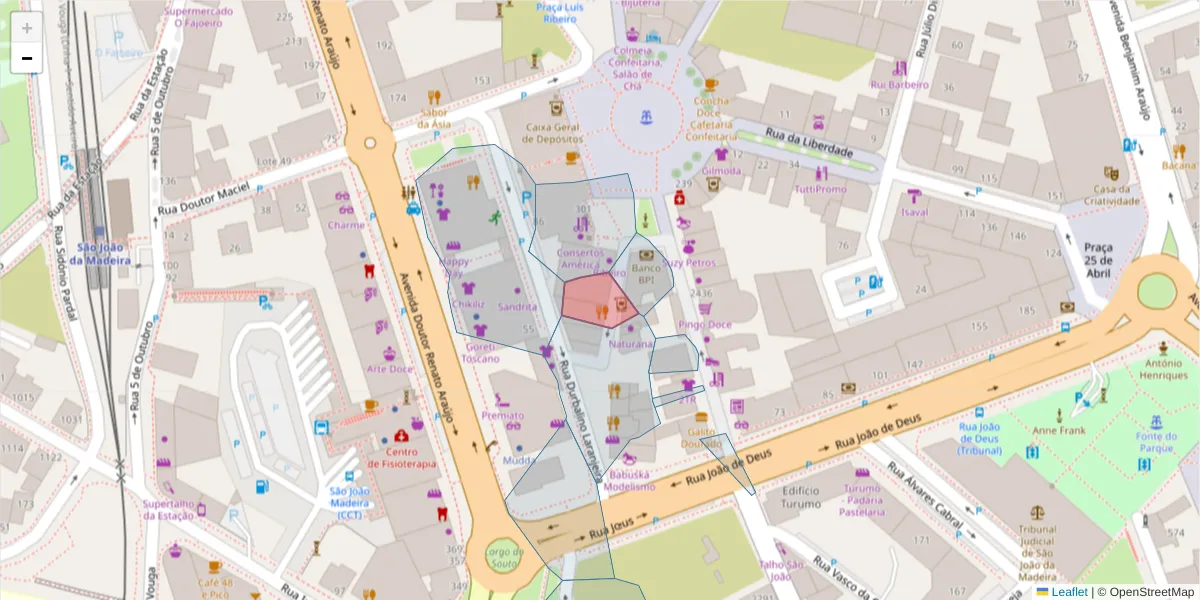 Mapa detalhado do código postal 4520-227 com limites, códigos postais vizinhos e agências dos correios
