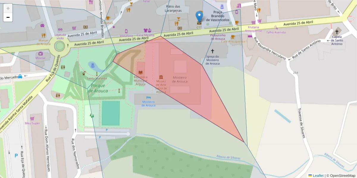 Mapa detalhado do código postal 4540 - 108 com limites, códigos postais vizinhos e agências dos correios