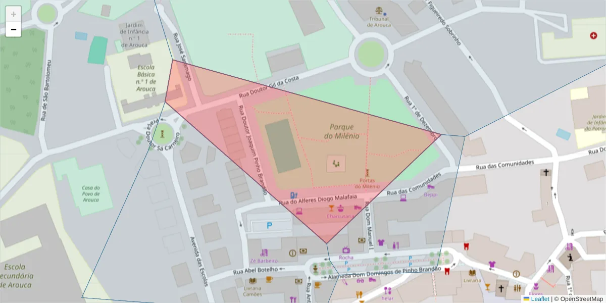 Mapa detalhado do código postal 4540-117 com limites, códigos postais vizinhos e agências dos correios