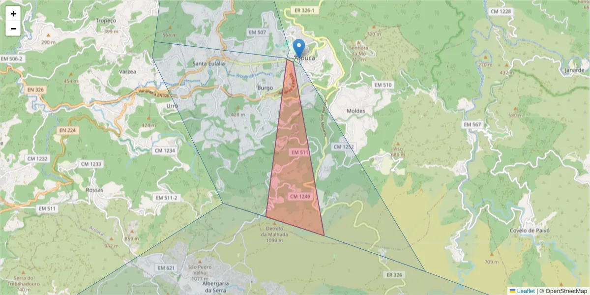 Mapa detalhado do código postal 4540-128 com limites, códigos postais vizinhos e agências dos correios