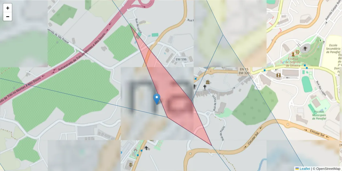 Mapa detalhado do código postal 4560-015 com limites, códigos postais vizinhos e agências dos correios