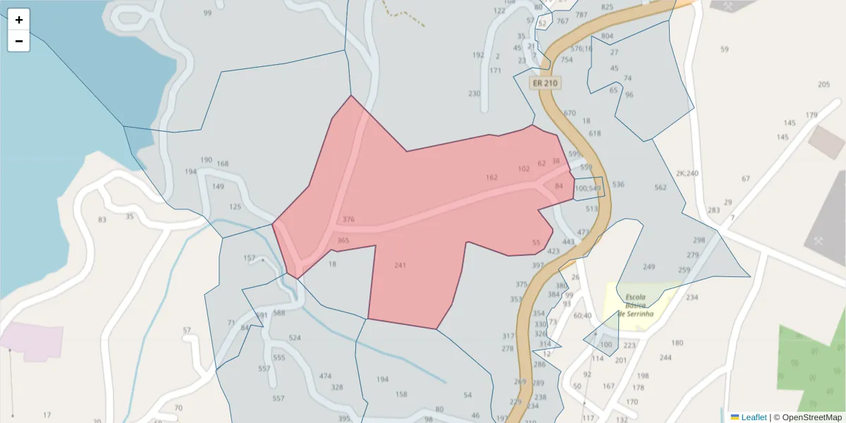 Mapa detalhado do código postal 4575-008 com limites, códigos postais vizinhos e agências dos correios