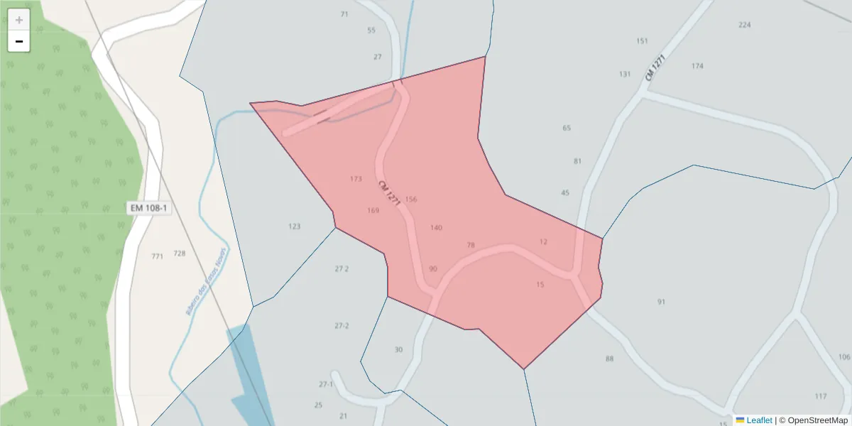 Mapa detalhado do código postal 4575-023 com limites, códigos postais vizinhos e agências dos correios